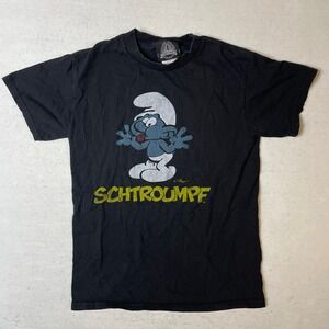 Vintage 2000s The Smurfs Schtroumpf T-Shirt Black‎ Cartoon Take Cover Small